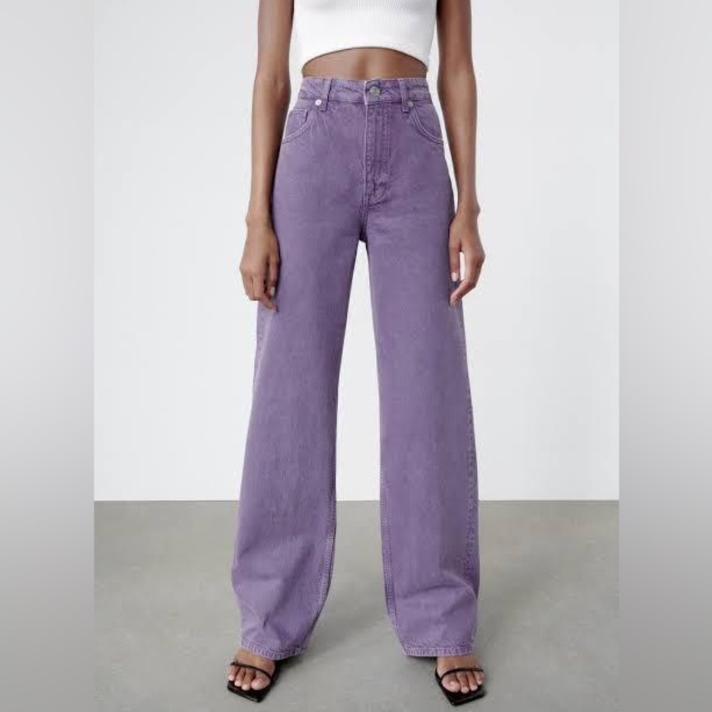 Zara purple wide leg jeans